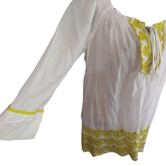 Inc international embroidered top size 6 boho cottage core peasant white - Picture 3 of 7